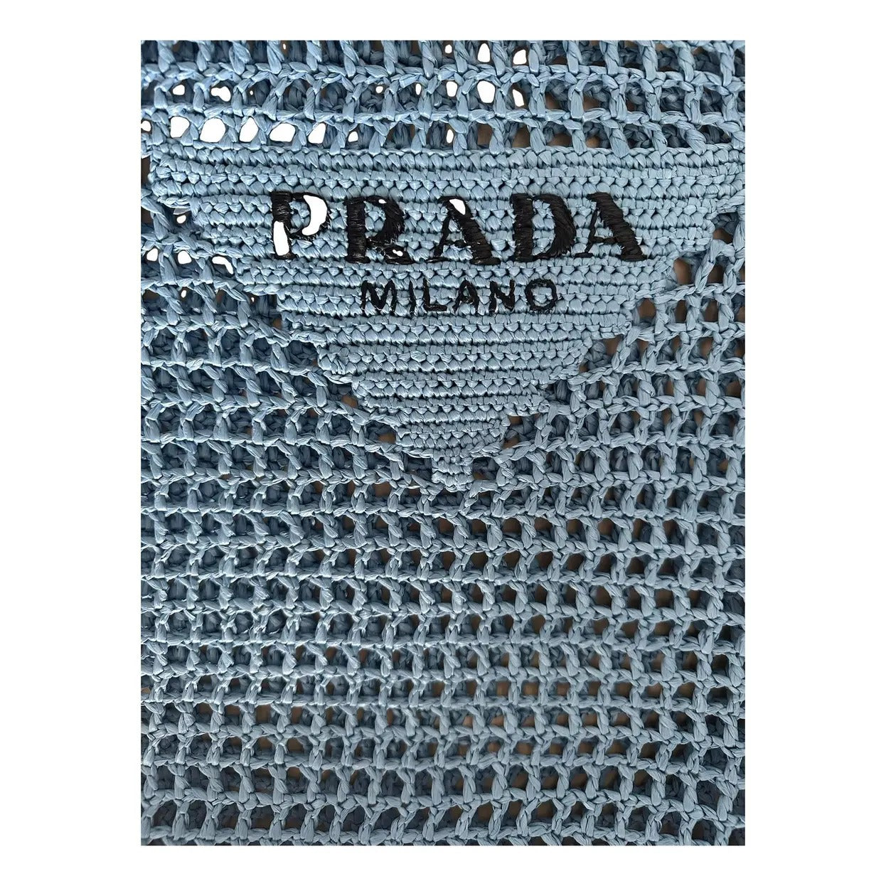 CARTERA SHOPPER PRADA RAPHIA CON LOGO TEJIDO – AZUL