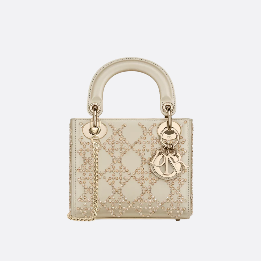 MINI LADY DIOR CON BORDADO DE PERLAS