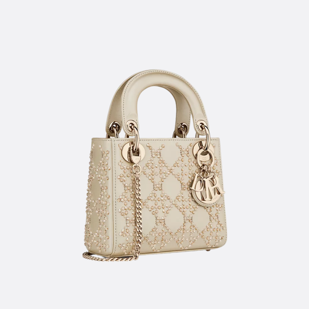 MINI LADY DIOR CON BORDADO DE PERLAS