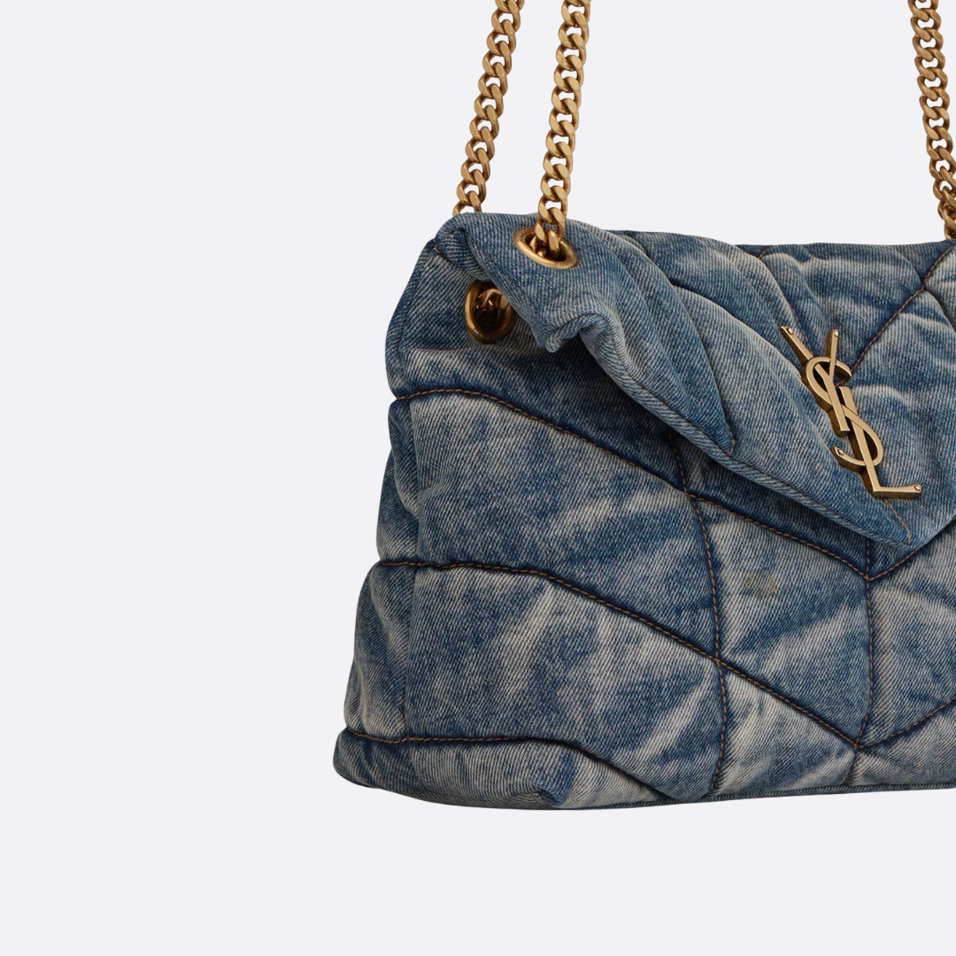 LOULOU PUFFER TASCHE AUS GESTEPPTEM VINTAGE-DENIM