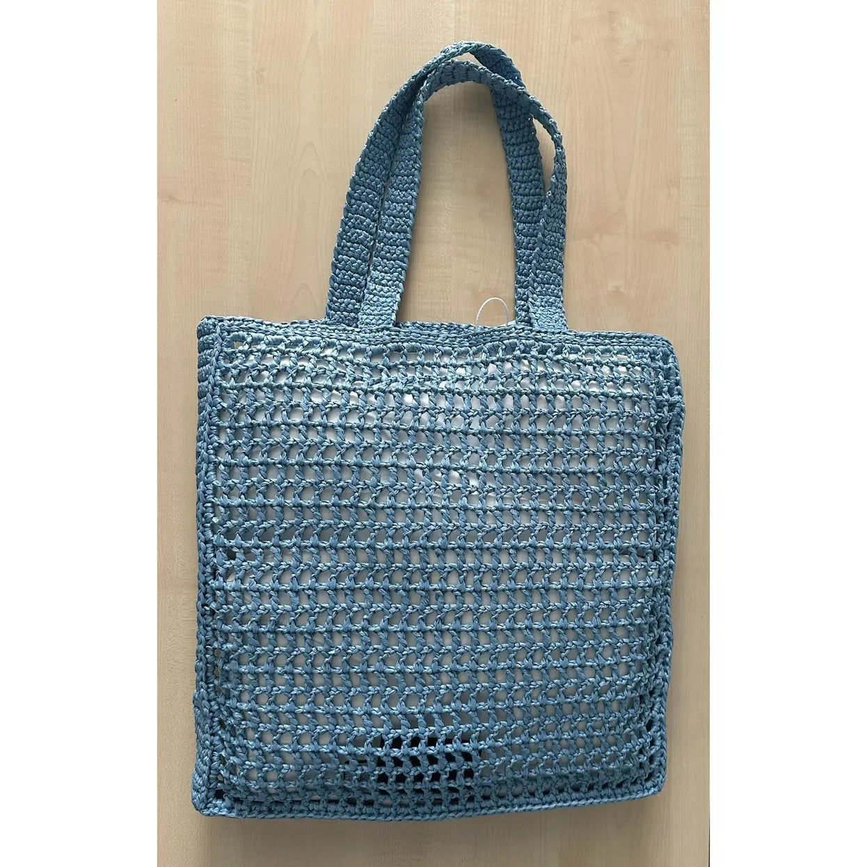 CARTERA SHOPPER PRADA RAPHIA CON LOGO TEJIDO – AZUL